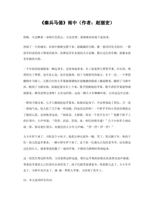 《秦兵马俑》雨中(作者赵丽宏)