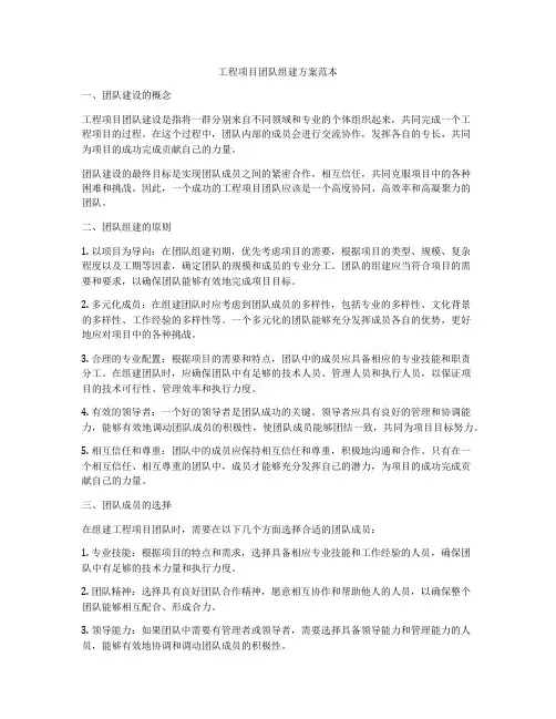 工程项目团队组建方案范本