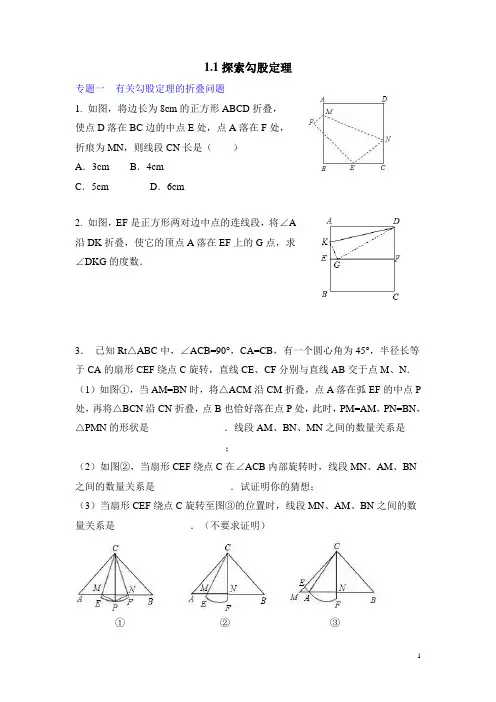 北师大版八年级(上)数学《探索勾股定理》专题练习(含答案)