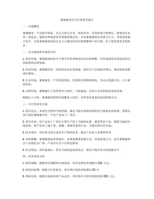 柬埔寨项目可行性研究报告