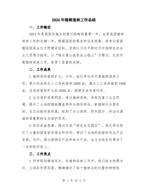 2024年植树造林工作总结