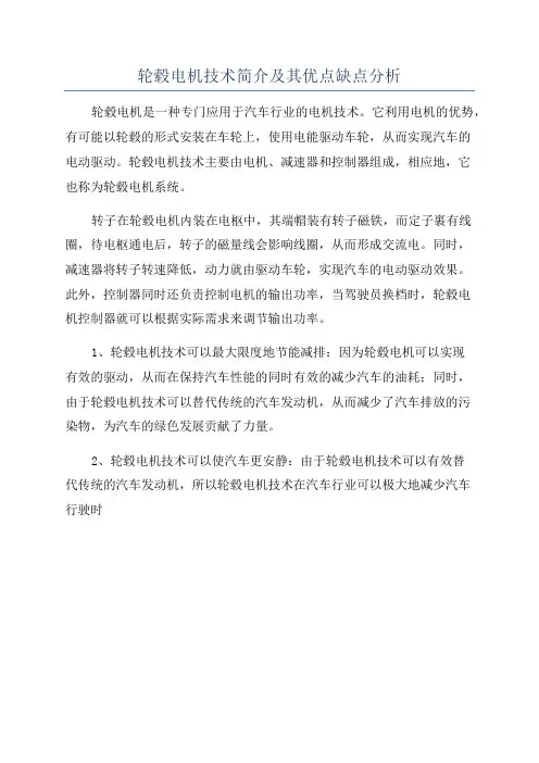 轮毂电机技术简介及其优点缺点分析