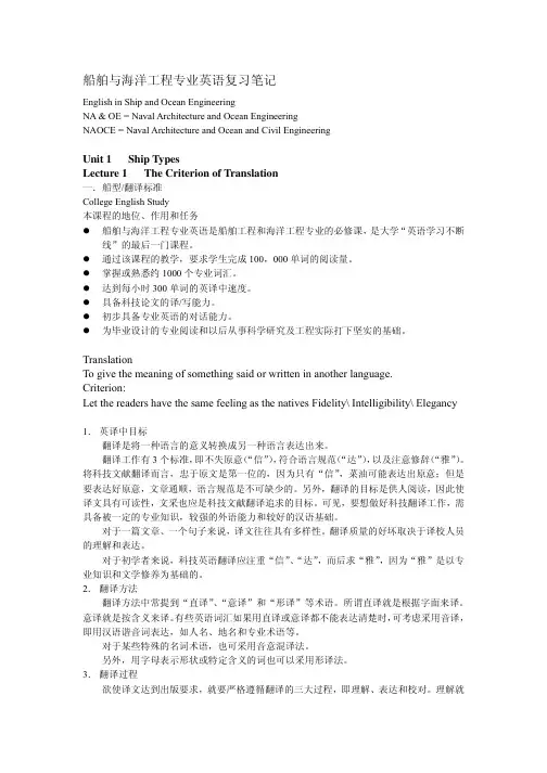 船舶与海洋工程专业英语