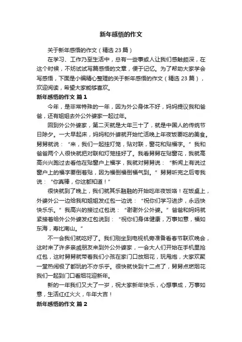 关于新年感悟的作文（精选23篇）