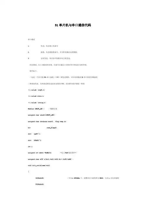 51单片机与串口通信代码