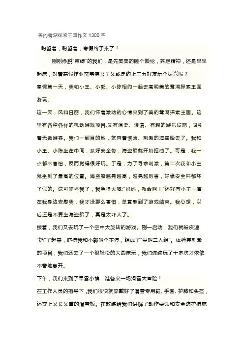 美的鹭湖探索王国作文1300字