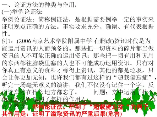 论证方法的种类与作用练习题汇总