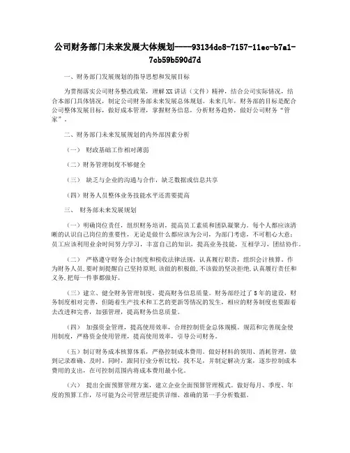 公司财务部门未来发展大体规划