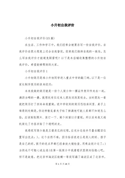 小升初自我评价