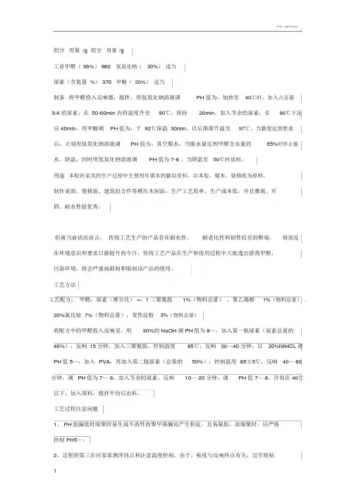 脲醛树脂的生产工艺