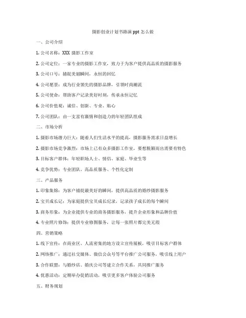 摄影创业计划书路演ppt怎么做