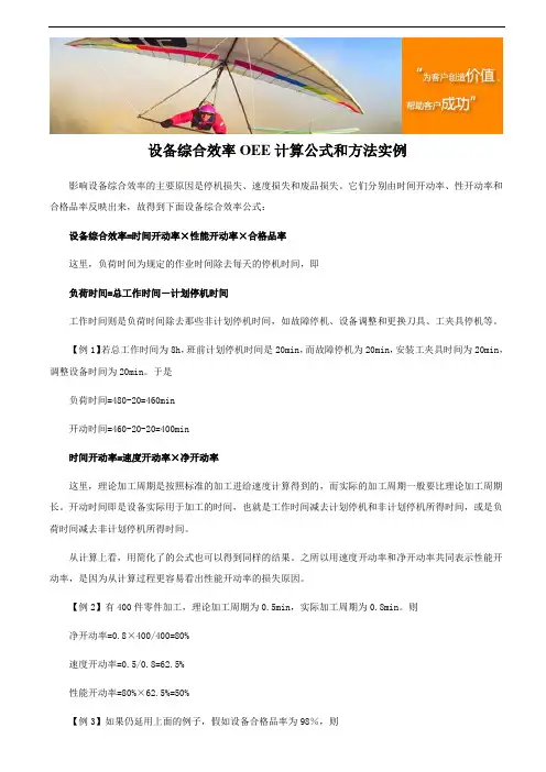 设备综合效率OEE计算公式和方法实例