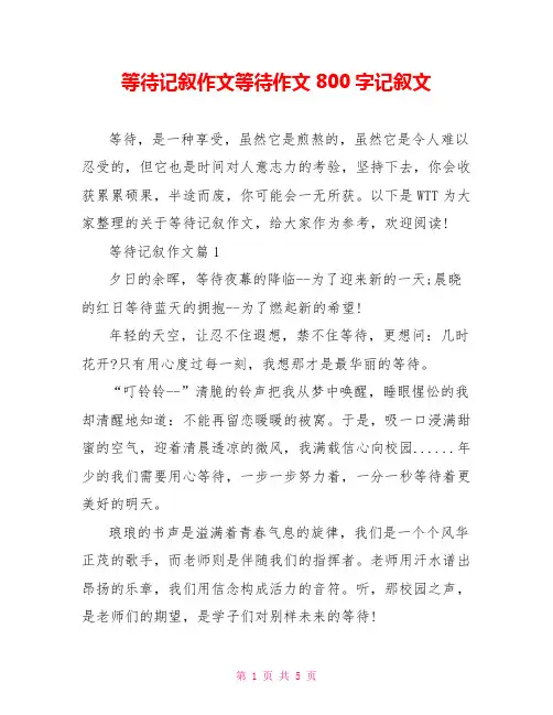 等待记叙作文等待作文800字记叙文