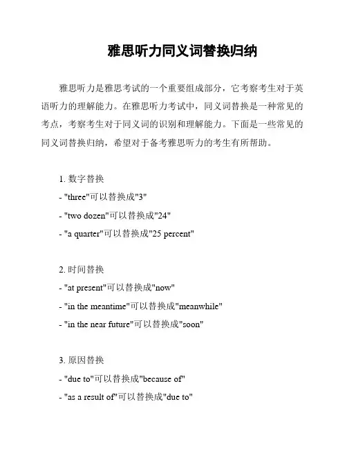 雅思听力同义词替换归纳