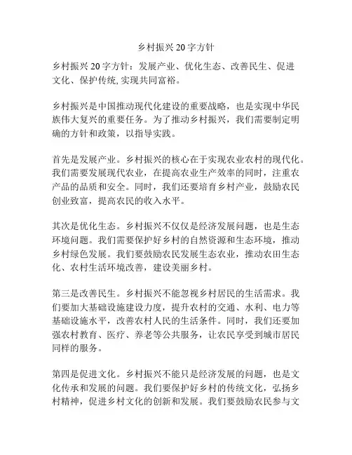 乡村振兴20字方针