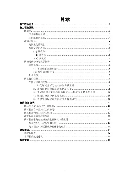 生物化工论文酶工程的发展
