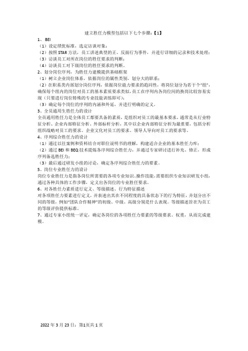 建立胜任力模型包括以下七个步骤