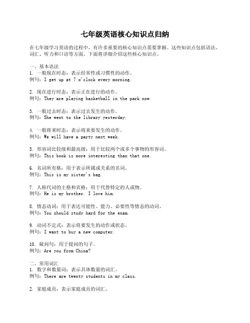 七年级英语核心知识点归纳