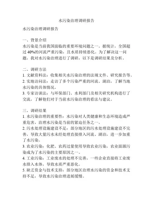 水污染治理调研报告