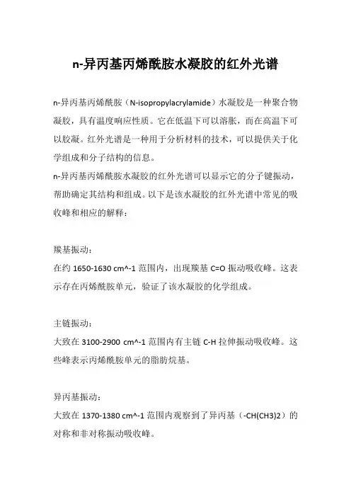 n-异丙基丙烯酰胺水凝胶的红外光谱
