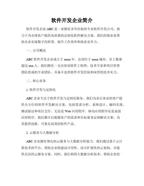 软件开发企业简介