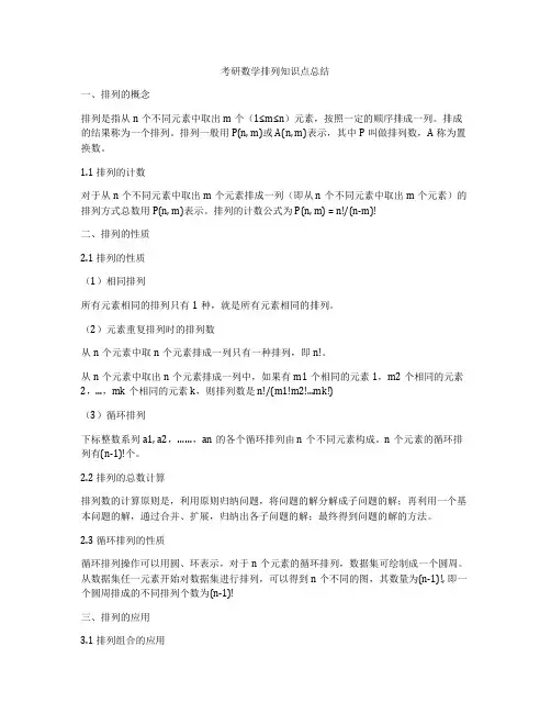 考研数学排列知识点总结
