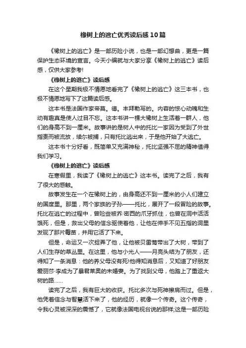 橡树上的逃亡优秀读后感10篇