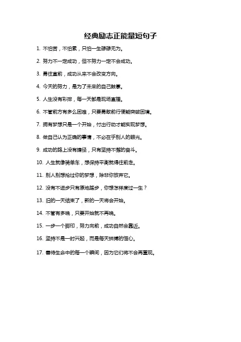 经典励志正能量短句子