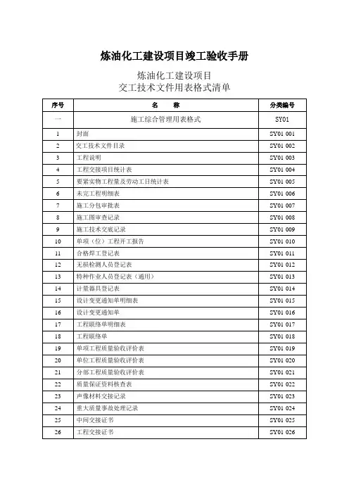 炼油化工建设项目竣工验收手册