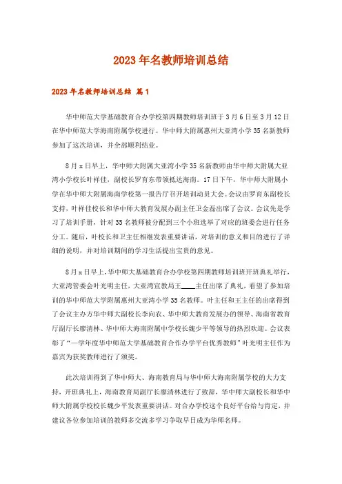 2023年名教师培训总结_2