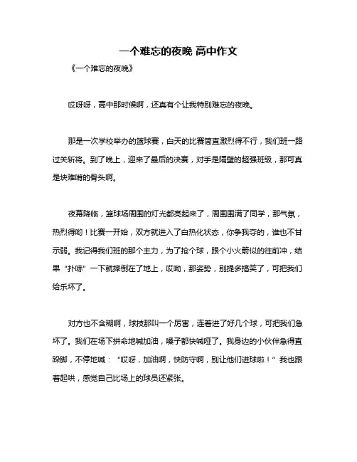 一个难忘的夜晚 高中作文