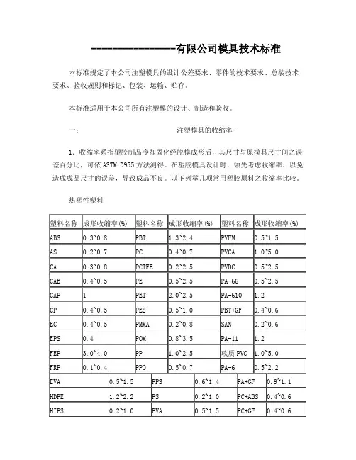 模具技术标准