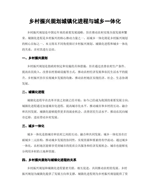 乡村振兴规划城镇化进程与城乡一体化