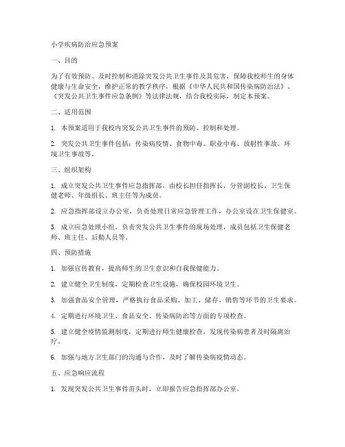 小学疾病防治应急预案
