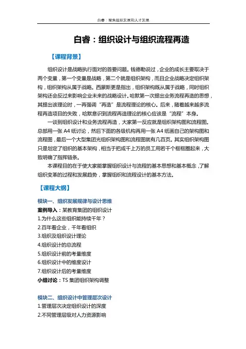 【两天版】白睿：组织设计与组织流程再造