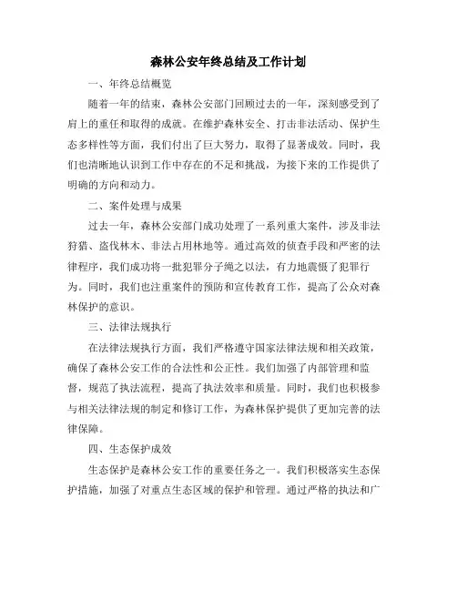 森林公安年终总结及工作计划