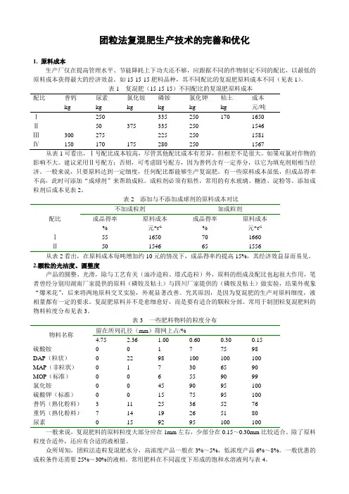 团粒法复混肥生产技术的完善和优化