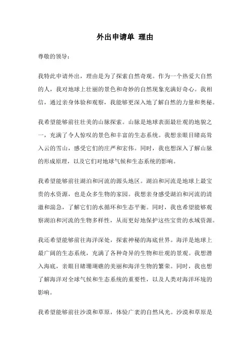 外出申请单 理由