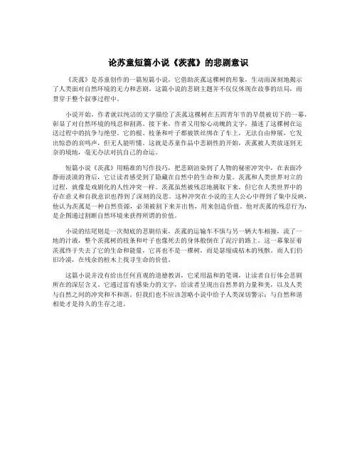 论苏童短篇小说《茨菰》的悲剧意识
