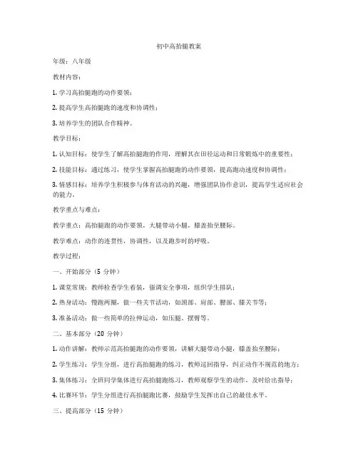 初中高抬腿教案