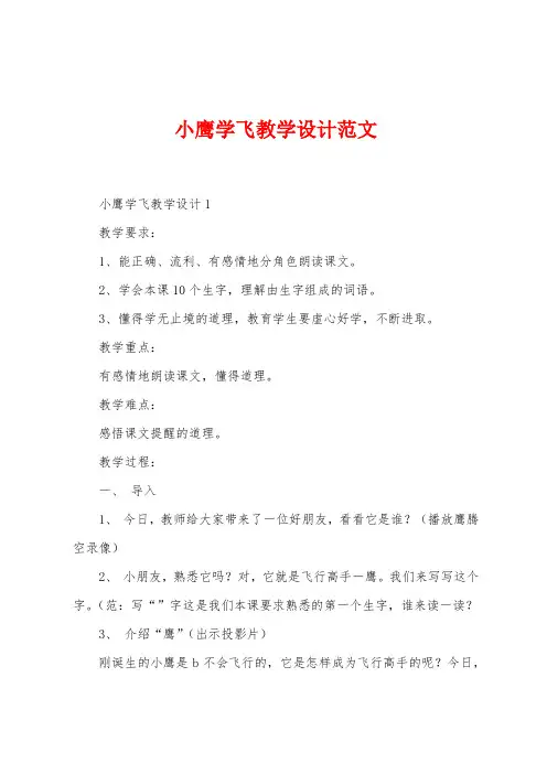 小鹰学飞教学设计范文