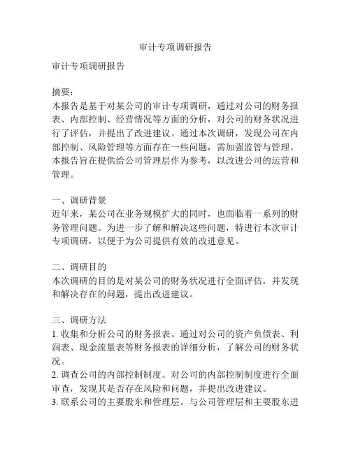 审计专项调研报告