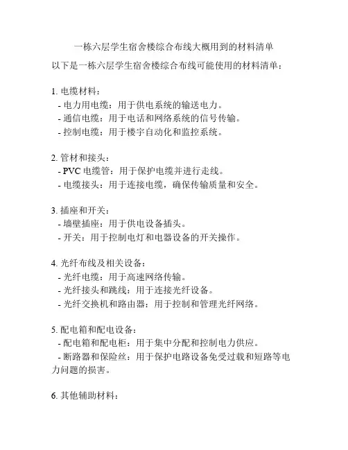 一栋六层学生宿舍楼综合布线大概用到的材料清单