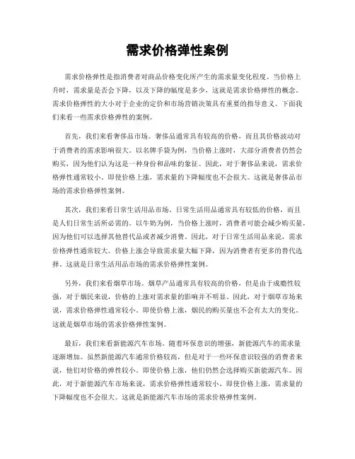 需求价格弹性案例