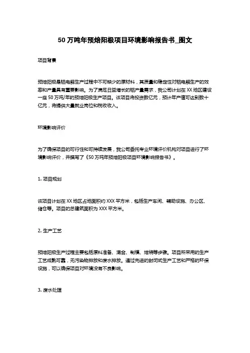 50万吨年预焙阳极项目环境影响报告书_图文
