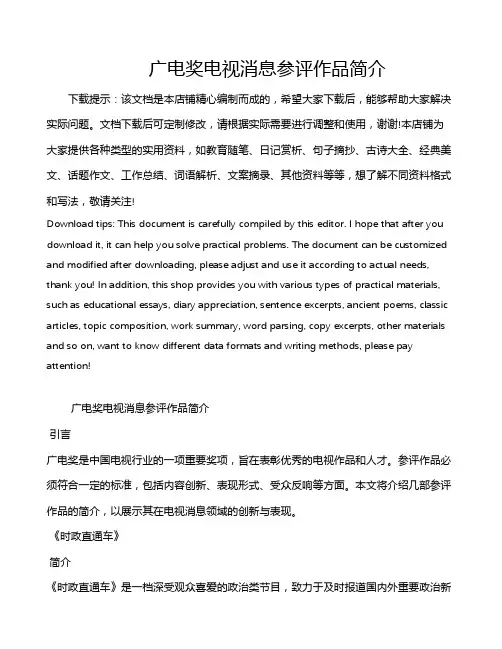 广电奖电视消息参评作品简介