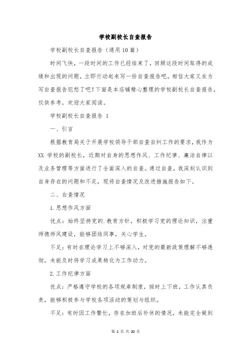 学校副校长自查报告