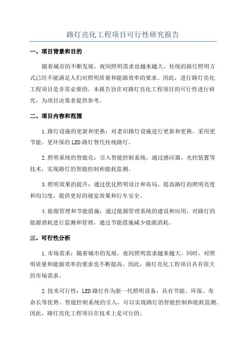 路灯亮化工程项目可行性研究报告