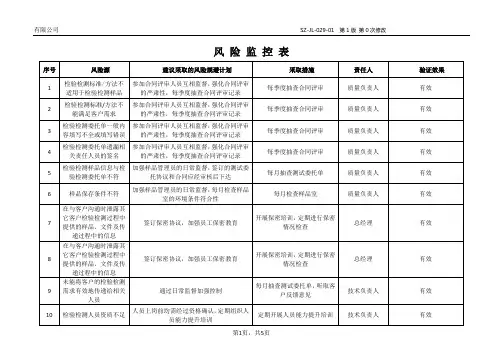 风险监控表