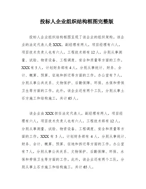 投标人企业组织结构框图完整版